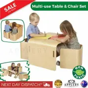 3PC Kids Table and Chairs Set Toys Play Desk Children Shelf Storage Wood