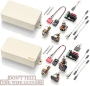 EMG 81 + 89 IVORY DUAL MODE ACTIVE HUMBUCKER PICKUP SET SHORT SHAFT POTS & WIRES