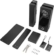Smart Glass Door Entry Lock, 2K HD Camera Doorbell, Fingerprint Password Security Locker with Face Recognition for Glass Doors, Aluminium Alloy ABS Material, Ideal for Office