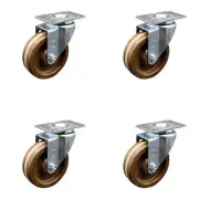 4 Inch High Temp Phenolic Wheel Swivel Top Plate Caster Set Service Caster