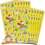 Curious George Party Favors for Boys & Girls Bundle ~ 12 Pack Curious George Sticker Sheets for Kids Birthday Party Goodie Bags | Curious George Party Supplies Set