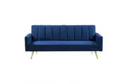 Levede 3-Seater Convertible Velvet Sofa Bed 197CM Blue