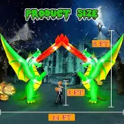 14FT Halloween Inflatables Archway Giant Fire-Breathing Dragon Arch Inflatabl...