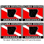 ARKANSAS SCUBA DIVING Flag-Map Shape USA Rectangular Stickers, Decals 50mm x4