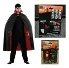 Mens Vampire Halloween Costume Dracula Adult Cape, Fangs, Teeth & Make-up Set-OS