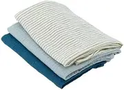 Domiva - Set of 3 Cotton Gauze muslins: 1 Print + 2 Plain Indigo Blue, 60 x 60 cm, 1 Print + 2 Plain, Indigo Blue