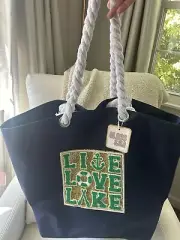 NWT Nautical Beach Bag! Sequins! Live Love Lake! Beautiful! Fun