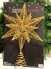 Christmas 3D Glistening Tree Topper Star Sparkling Gold Glitter 16"×10" Large