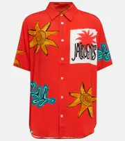 [Jacquemus] Jacquemus La Chemise Melo printed bowling shirt UK 16 red