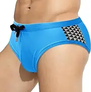 [Ausing] Men's Swimming Trunks Briefs Summer Drawstring Swimwear Low Waist Printed Swim Briefs Bikini Bottoms Quick Dry Swimming Briefs Sexy Beach Swim Shorts Swimming Underwear for Man S-XL