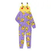 Girls Pokemon Union Suit One Piece Pajamas 5 6 6X 7 8 10 12 Kids Pikachu Costume