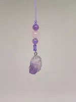 Raw Amethyst Crystal Car Mirror Hanger, Purple Amethyst Car Charm, Home Decor