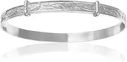 Engraved/Embossed Pattern/Design Expanding/Expandable/Adjustable Bangle Bracelet for Baby/Child/Children/Women - 925 Sterling Silver - Childrens Jewellery
