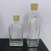 2 Vintag Heavy Clear Glass Medicine ApothecaryBottles with Screw Top New