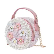 Fashion Kid Girl Princess Handbag Sequins Shoulder Bag PU Leather Round Glittering Sling Crossbody Purses Girls Coin Handbag