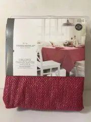 Target Threshold Oblong Tablecloth 60 x 104 Red Silver Twinkle Stripe 2017