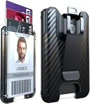 LIUGX Badge Holder / Portable Wallet with Metal Clip - Durable Polycarbonate ID/Credit Card Holder (Holds 1to 4 Cards) - Prefect for Office, Laborer, Police, Work, Outdoor