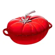 Staub 25cm/2.9L Cast Iron Cocotte Pot Tomato Cooking Serving Casserole w/Lid Red