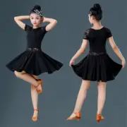 Kids Girls Latin Dance Dress Ballroom Salsa Tango Performance Costume Chic Black