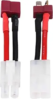 Tamiya RC Car Power Adapter Receiver, 2Pcs/Set T Plug Female, T Style Deans Connector Adapter Cable 14 AWG Wire RC Accessory