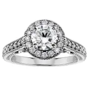 1.40 CT Halo Brilliant Cut Diamond Engagement Ring in Platinum New