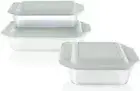 Pyrex 1135014 Deep Dish Glass Baking Dishes with Sage Lids (6 Piece Set) Ship AU