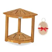 Acacia Corner Shower Stool, Waterproof Spa Foot Rest & Bath Bench with Natural