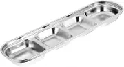 VILLFUL Four-Grid Condiment Tray Set Korean Stainless Steel Dinnerware Multi-Compartment Sauce Plate Kitchen Accessory