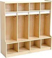 Jooyes Preschool Coat Locker with Cubbies - 4 Section
