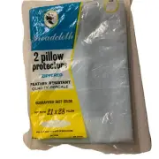 New Sealed Broadcloth 2 pillow protectors zippered feather resistant (21”x28”)