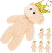 Toyvian 6Pcs Mini Bear Plush Keychain Pendants Cute Tiny Bear Stuffed Dolls Lightweight Purse Accessories for Women for DIY Projects