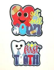 2 Die Cuts Get Well Soon for Album Cards, Craft Scrapbook Embellishments