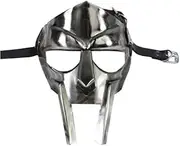 A.H Silver Steel Face Mask Helmet Hand Forged Super Gladiator MF Doom Face Mask Helmet Madvillain Mild Steel Mask, Silver, Adult