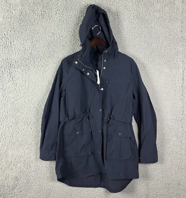 J. Crew Parka Jacket Women's TS Navy Blue Full Zip Hooded Hi Low Hem