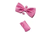Mens Light Pink Matching Bow Tie, Pocket Square & Cuff Links Set