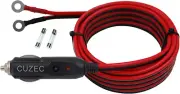 CUZEC Heavy-Duty 15A Male Plug Cigarette Lighter Adapter Power Supply Cord with