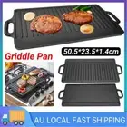 Non-Stick Frying Pan Cast Iron Steak Griddle Skillet Induction Base BBQ Grill AU