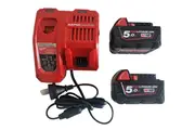 NEW GENUINE MILWAUKEE M18 5.0AH BATTERIES, CHARGER AND BAG M18B5