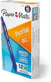 Paper Mate Gel Pen, Profile Retractable Pen, 0.7mm, Blue, 12 Count