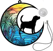 FONDOTIN Dog Moon Hanging Ornament Decorative Wall Art Pet Remembrance Decoration for Windows Doors and Gardens Unique Dog Tribute for Home