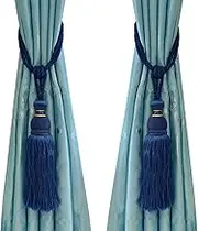 Selling Wonderful Curtain Holdbacks Curtains Tiebacks Home Decorative Braided Buckle Fastener Accessories Window Drapery Ball Tassels Tiebacks, Set of 2 (Blue)