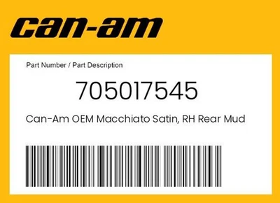 Can-Am Genuine Macchiato Satin, Rh Rear Mud Guard - 705017545