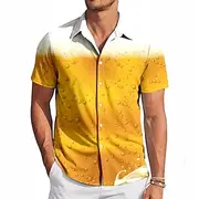 Men's Optical Illusion Oktoberfest Beer Shirt Summer Shirt Button Up Shirt Short Sleeve Hawaiian Outdoor Holiday Summer Spring Turndown 3D Print Collared Shirt