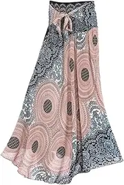 [Prettyia] Womens Long Hippie Bohemian Boho Flowers Elastic Waist Floral Skirt