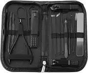 16-Piece Manicure Set, Pedicure Set, Stainless Steel Nail Clippers Set, Professional Nail Care Nail Set with Portable Travel Leather Case, for Home, Travel (Black)