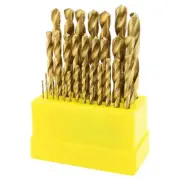 29 pc Titanium HSS Drill Bits High Speed Steel 3/8" Shank Wood Plastic Metal