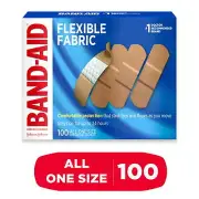 Band Aid Adhesive Bandages Flexible Fabric All One Size 100 Count 6 Pack