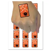 Black Widow Spider and Web Halloween Doodle Temporary Tattoo Water Resistant Set
