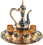 B Baosity Vintage Style Turkish Tea Set with Cups Water Serving Set Home Decor Wedding Gift, Blue