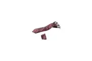 Mens Red And White Houndstooth Checkered Matching Neck Tie, Pocket Square, Cuff Links And Tie Clip Set